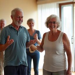 Gruppo di anziani che fa ginnastica per la mobilità