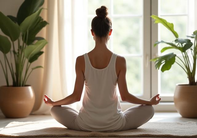 Donna che pratica mindfulness per il benessere e la longevità